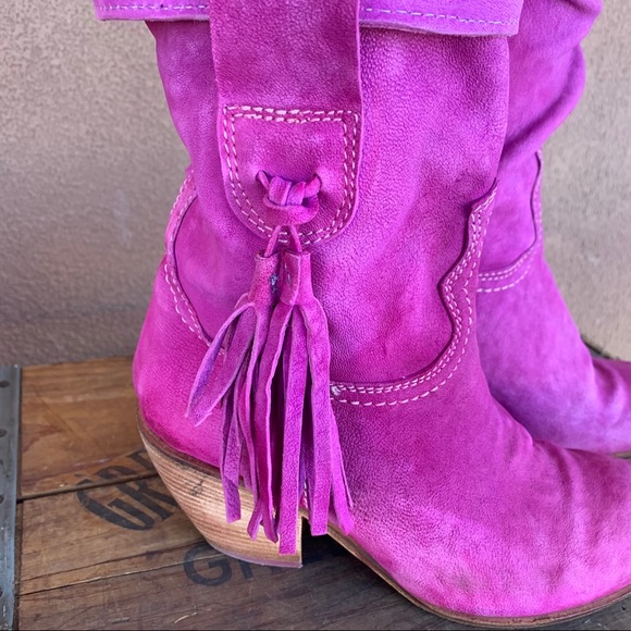 Manas Lea Foscati Distressed Purple Boots - Picture 2 of 14